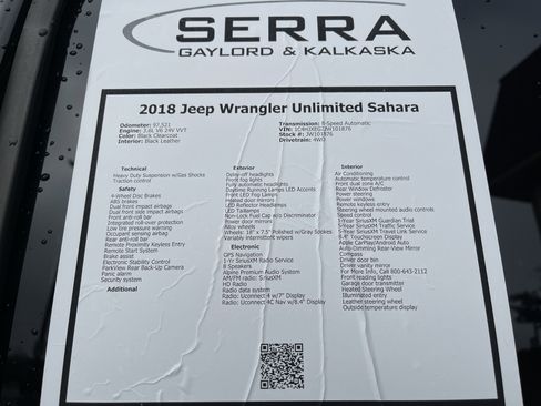 Used 2018 Jeep Wrangler Unlimited Sahara w/ Uconnect 4C Nav & Sound Group AWD/4WD image 27
