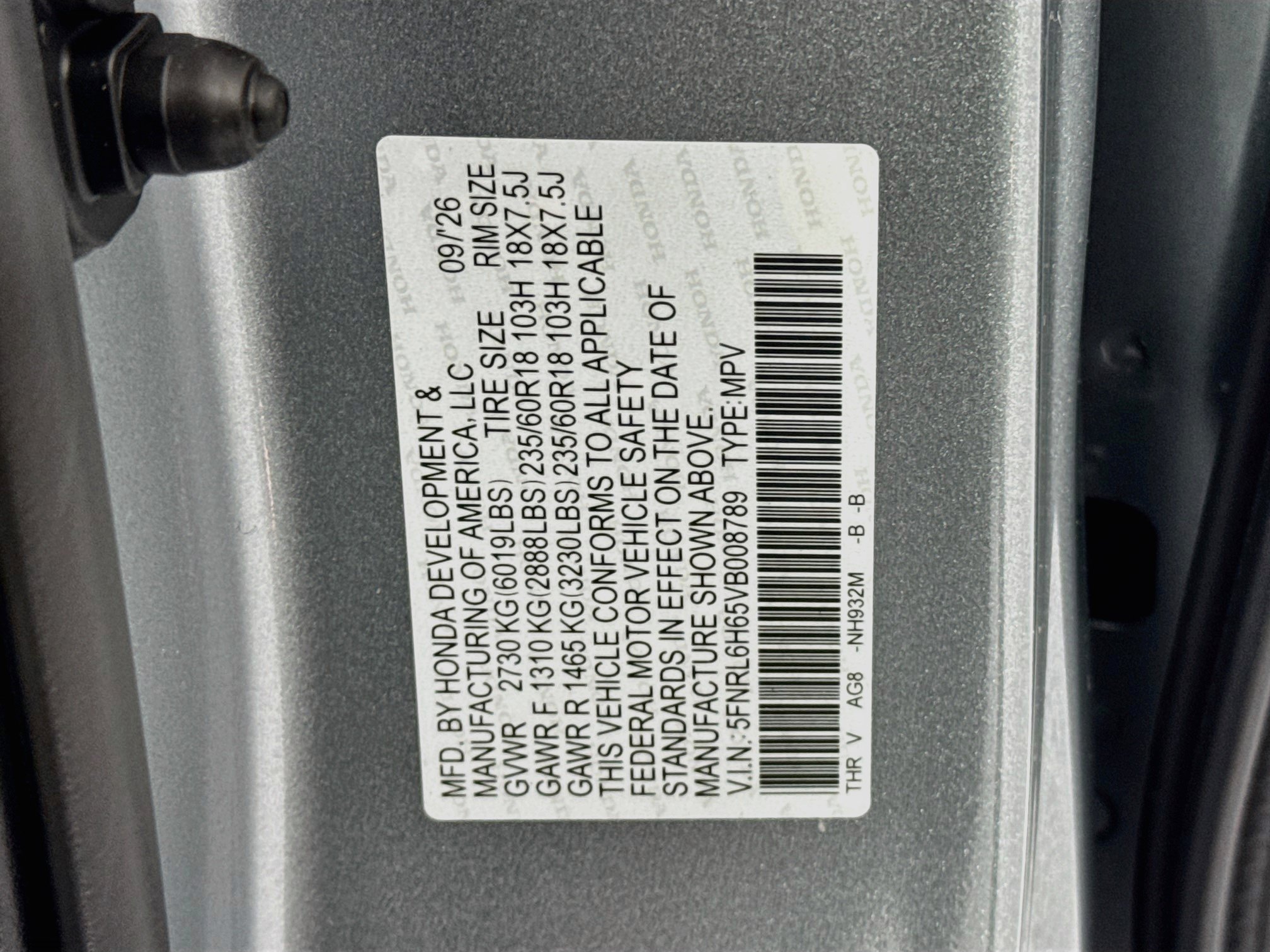 New 2027 Honda Odyssey EX-L image 33