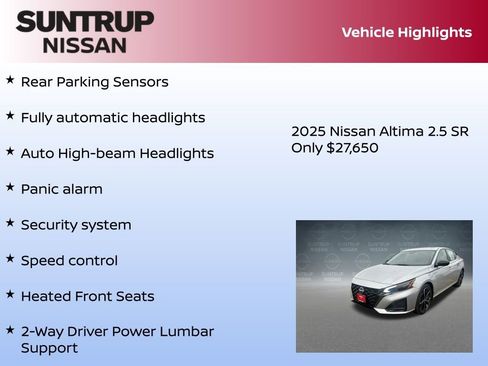 New 2025 Nissan Altima 2.5 SR w/ SR Premium Package image 30