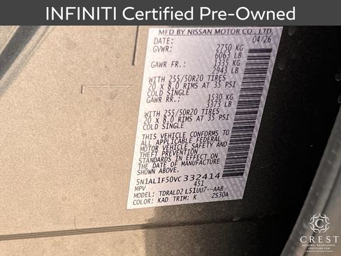 Certified 2027 INFINITI QX60 Luxe w/ Cargo Package FWD image 34