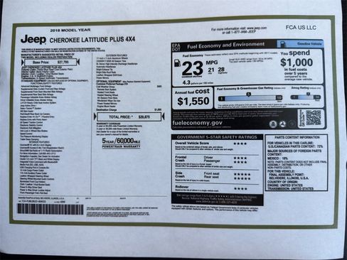 Used 2018 Jeep Cherokee Latitude Plus w/ Cold Weather Group image 2