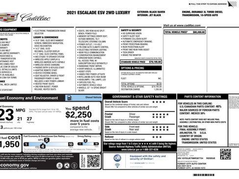 Used 2021 Cadillac Escalade ESV Luxury image 91