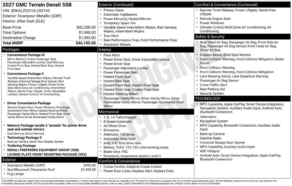 New 2027 GMC Terrain Denali AWD/4WD image 5