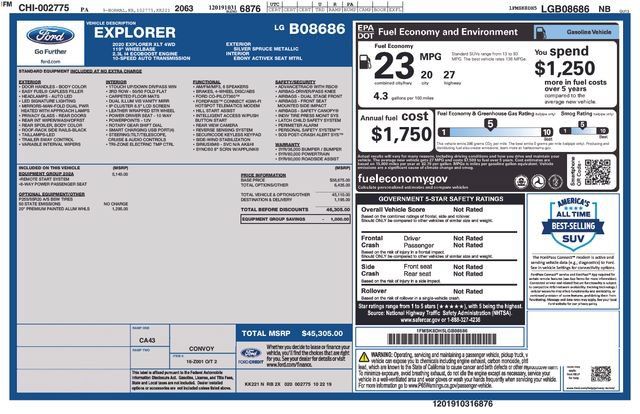 Certified 2020 Ford Explorer XLT w/ Equipment Group 202A AWD/4WD image 13