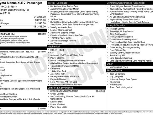 Used 2025 Toyota Sienna XLE w/ XLE Plus Package AWD/4WD image 2
