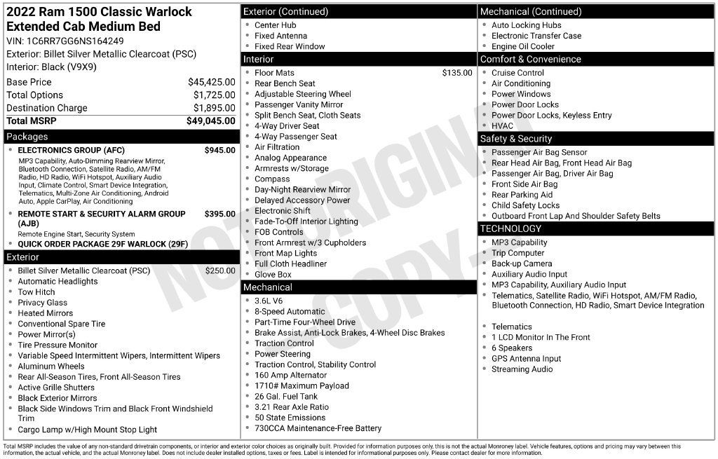 Used 2022 RAM 1500 Warlock w/ Electronics Group AWD/4WD image 14