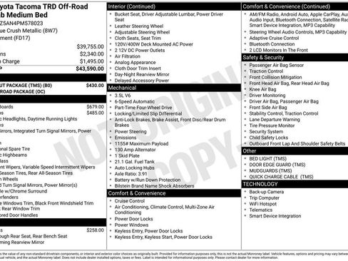 Used 2023 Toyota Tacoma TRD Off-Road w/ Black Out Package (TMS) AWD/4WD image 45