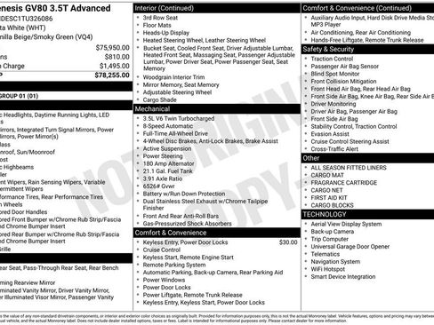 New 2026 Genesis GV80 3.5T Advanced image 9