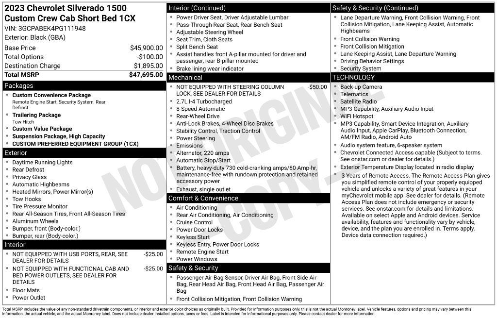 Used 2023 Chevrolet Silverado 1500 Custom RWD image 2