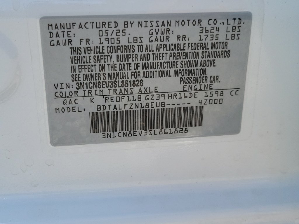 Certified 2025 Nissan Versa SV w/ Trunk Package FWD image 28