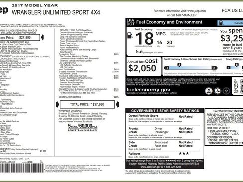 Used 2017 Jeep Wrangler Unlimited Sport w/ Quick Order Package 24S image 5