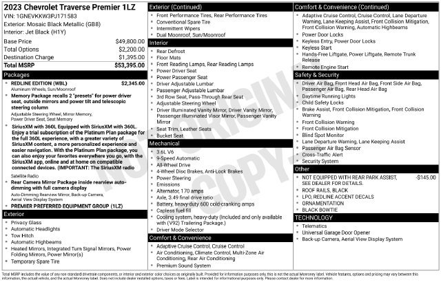 Used 2023 Chevrolet Traverse Premier w/ Redline Edition AWD/4WD image 37