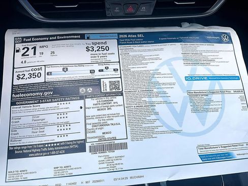 New 2026 Volkswagen Atlas SEL AWD/4WD image 18
