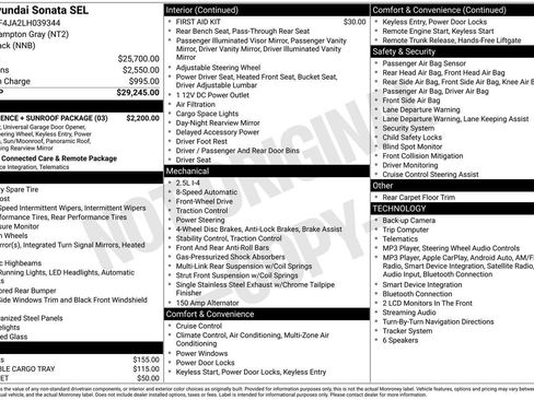 Used 2020 Hyundai Sonata SEL w/ Convenience + Sunroof Package FWD image 29