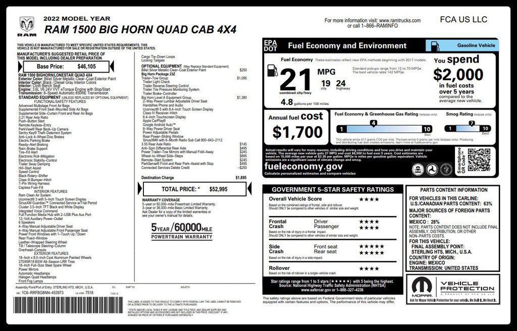 Used 2022 RAM 1500 Big Horn w/ Trailer Tow Group AWD/4WD image 6