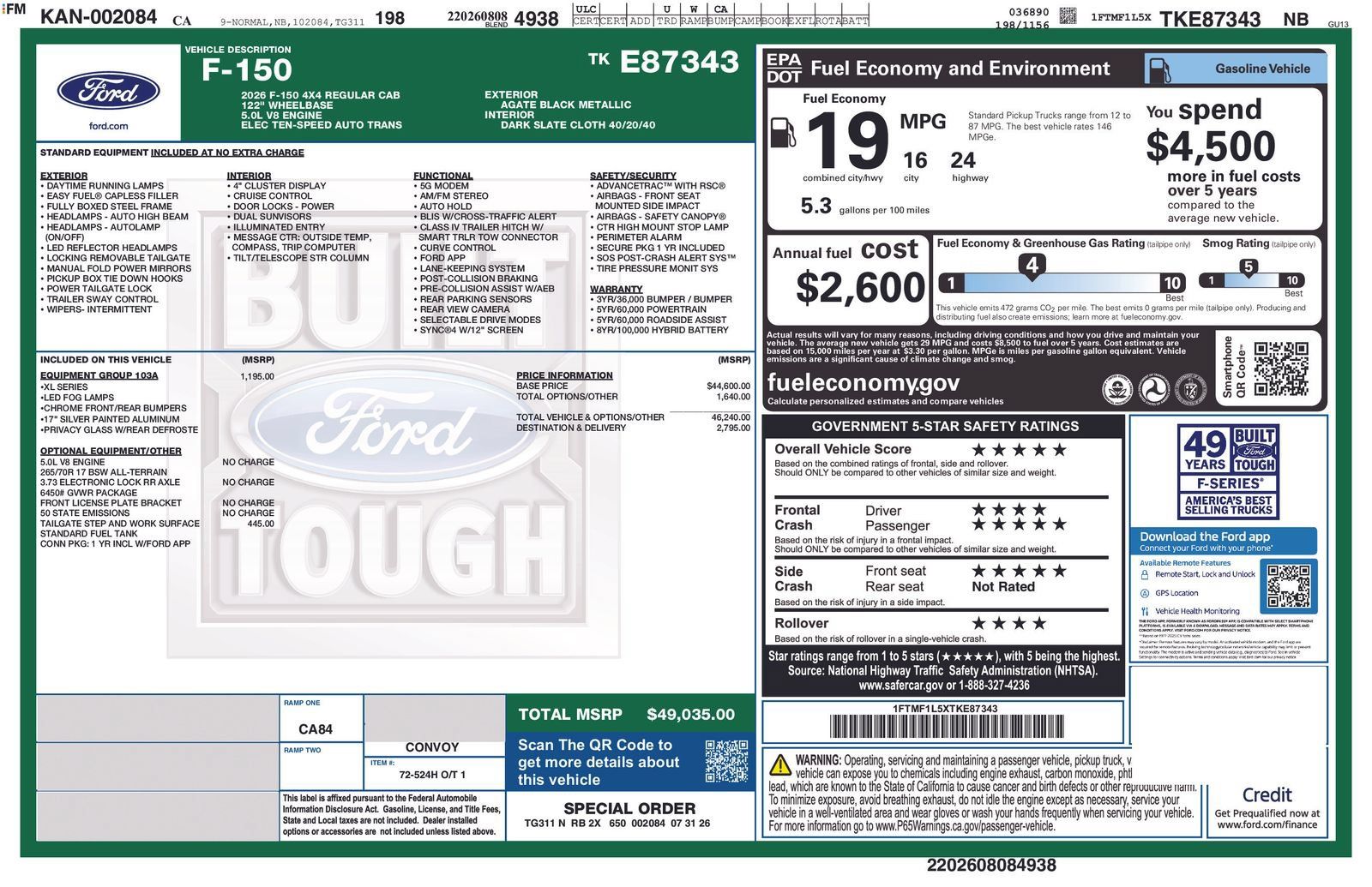 New 2026 Ford F150 XL w/ Equipment Group 103A High AWD/4WD image 10