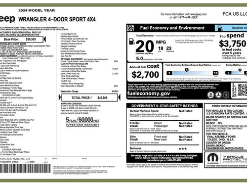 Certified 2024 Jeep Wrangler Unlimited Sport AWD/4WD image 2