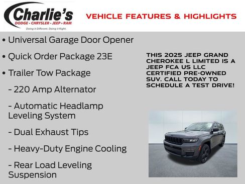 Certified 2025 Jeep Grand Cherokee L Limited w/ Black Appearance Package AWD/4WD image 19