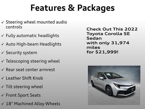 Used 2022 Toyota Corolla SE FWD image 8