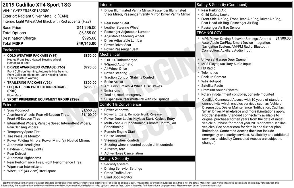 Certified 2019 Cadillac XT4 Sport w/ Cold Weather Package AWD/4WD image 36
