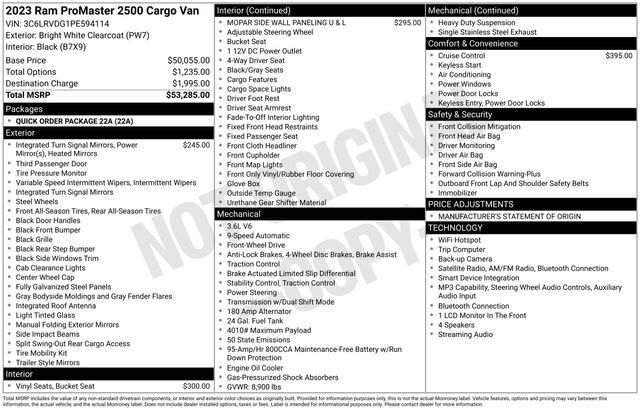 Used 2023 RAM ProMaster 2500 FWD image 2
