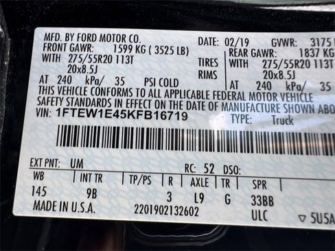 Used 2019 Ford F150 Platinum w/ Equipment Group 701A Luxury image 35