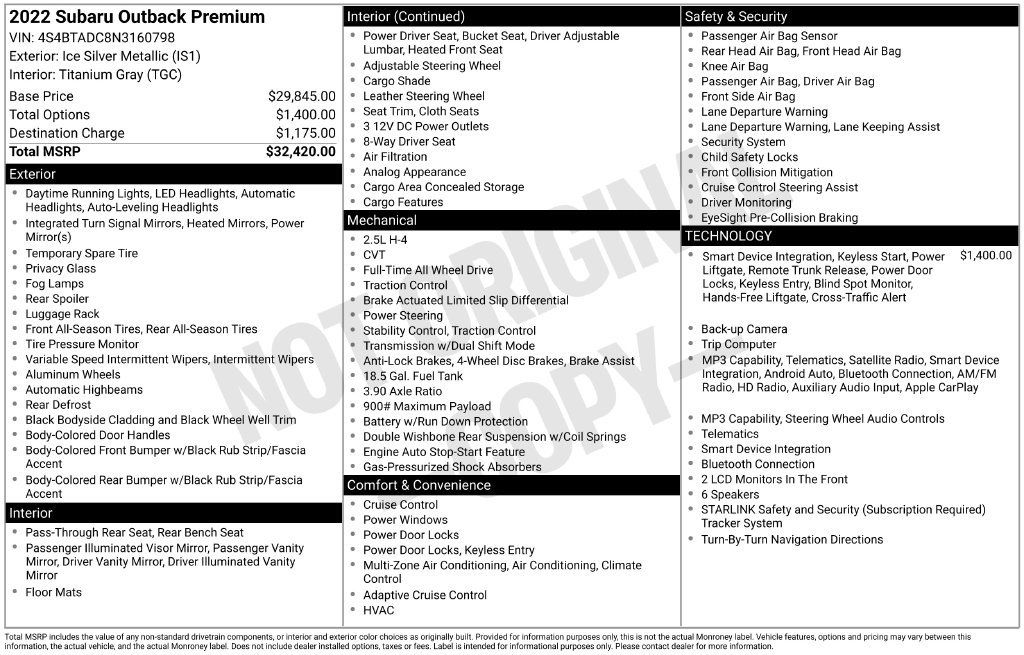 Used 2022 Subaru Outback Premium AWD/4WD image 19