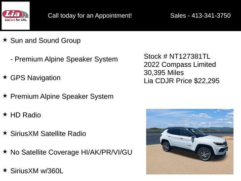 Certified 2022 Jeep Compass Limited w/ Elite Group AWD/4WD image 31