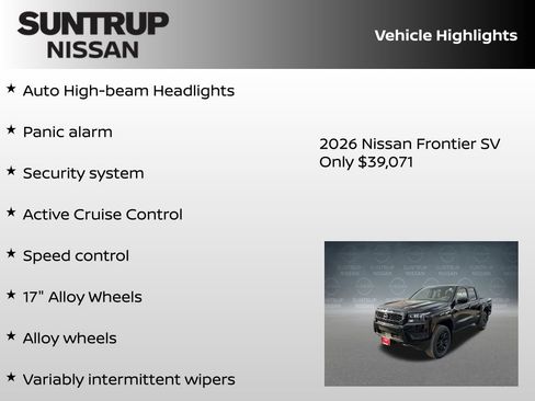 New 2026 Nissan Frontier SV w/ All-Weather Content Package image 30