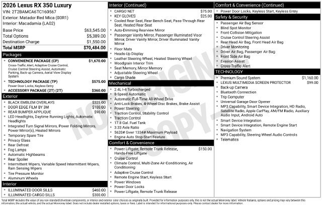 Used 2026 Lexus RX 350 AWD w/ Convenience Package image 34