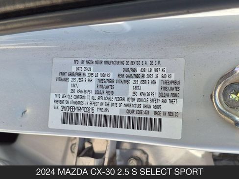 Used 2024 MAZDA CX-30 AWD 2.5 S w/ Select Sport Pkg image 24