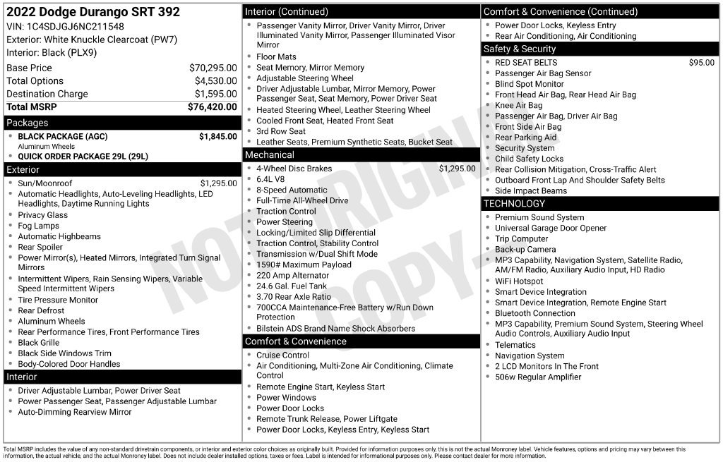 Used 2022 Dodge Durango SRT w/ Black Package AWD/4WD image 5