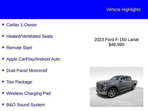 Certified 2023 Ford F150 Lariat w/ Equipment Group 502A High AWD/4WD image 3