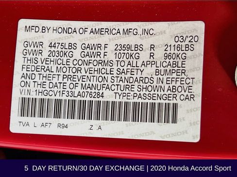 Used 2020 Honda Accord Sport image 32