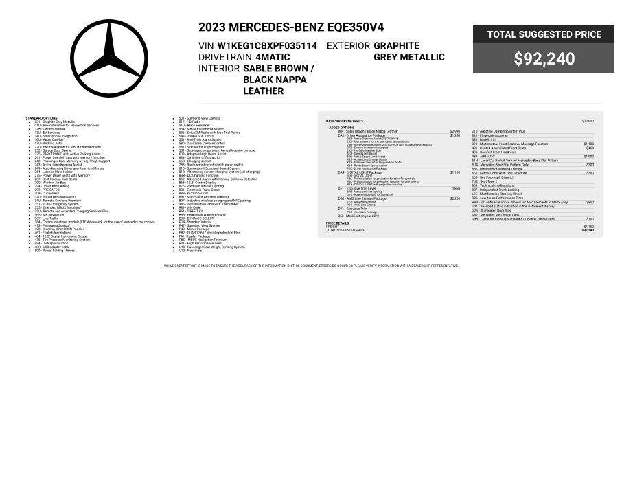 Used 2023 Mercedes-Benz EQE 350+ 4MATIC Sedan image 3