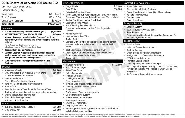 Used 2016 Chevrolet Corvette Z06 w/ 3LZ Preferred Equipment Group RWD image 21