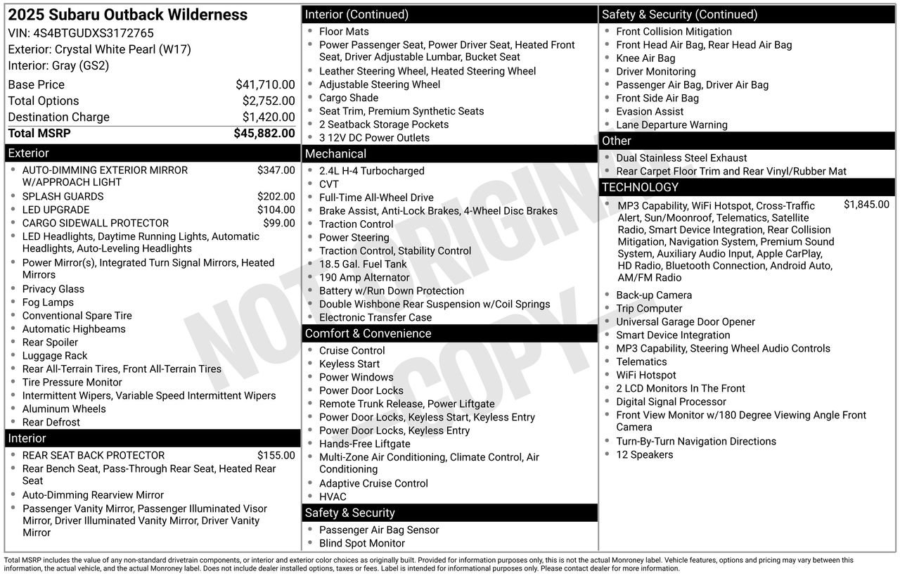 Used 2025 Subaru Outback Wilderness AWD/4WD image 9