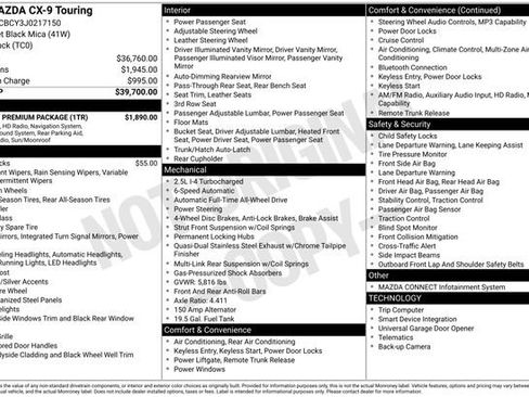 Used 2018 MAZDA CX-9 Touring w/ Touring Premium Package image 10