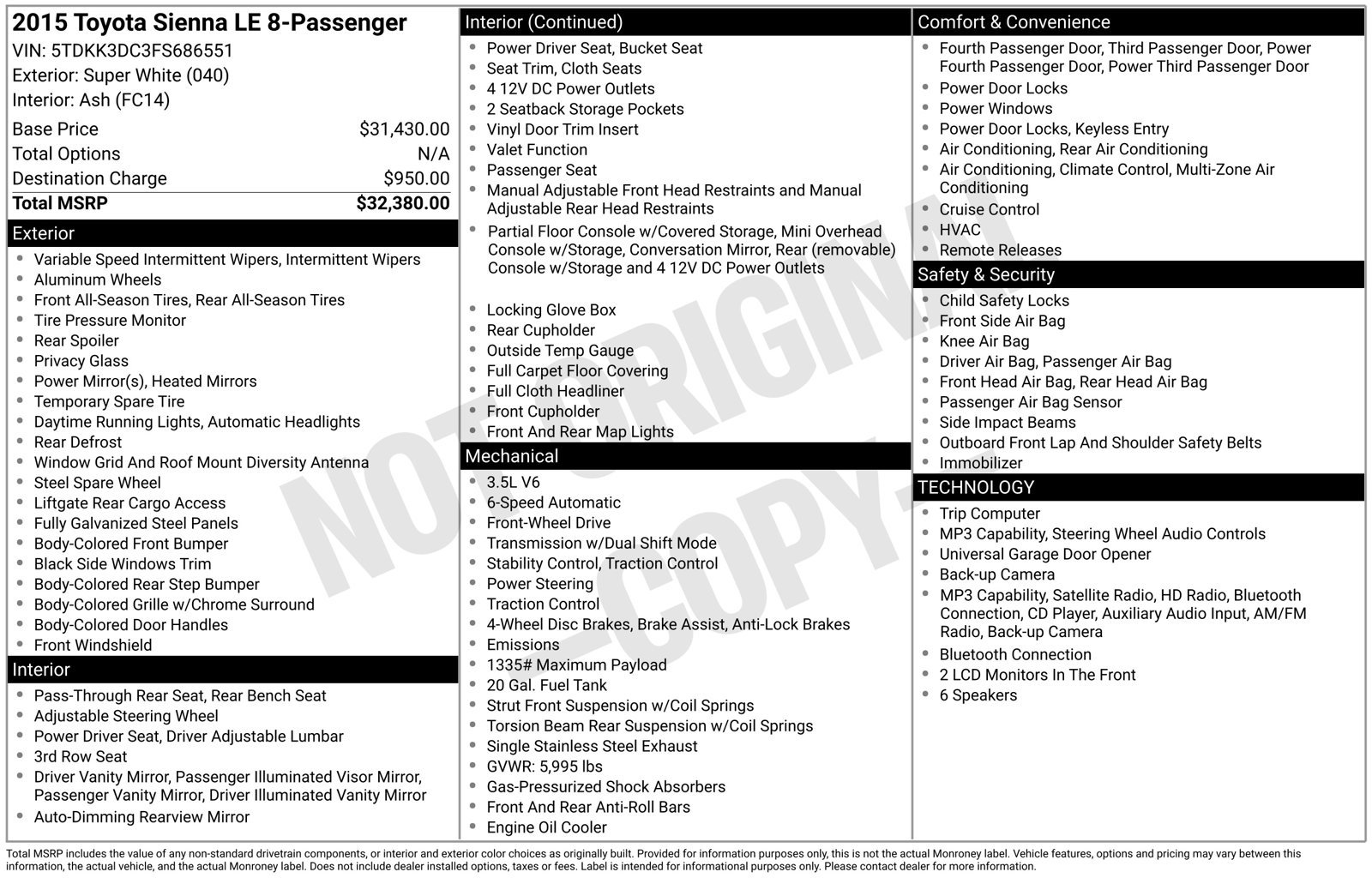Used 2015 Toyota Sienna LE FWD image 4