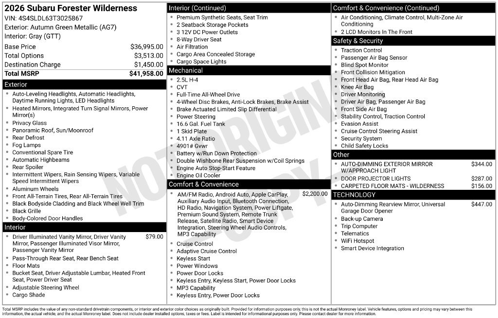 Certified 2026 Subaru Forester Wilderness AWD/4WD image 34