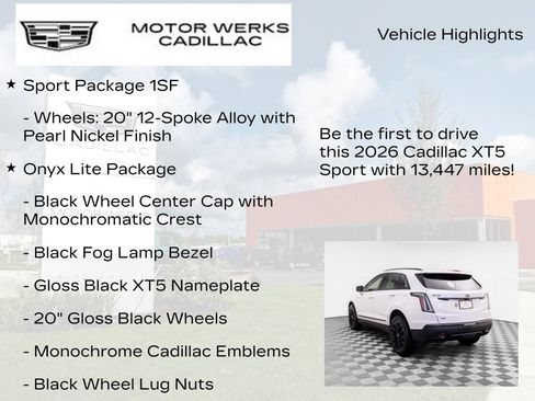 Certified 2026 Cadillac XT5 Sportv w/ LPO, Onyx Lite Package AWD/4WD image 7
