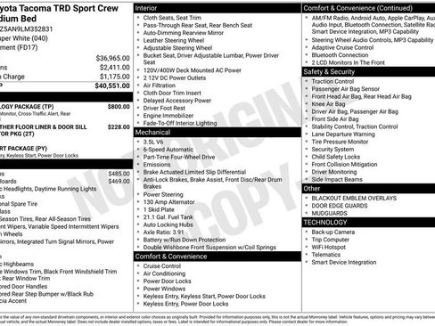 Used 2020 Toyota Tacoma TRD Sport w/ Technology Package AWD/4WD image 2