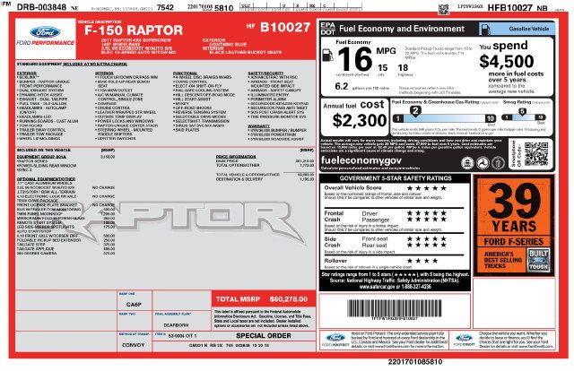 Used 2017 Ford F150 Raptor w/ Equipment Group 801A Mid AWD/4WD image 16