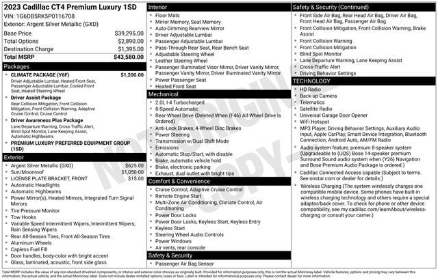 Certified 2023 Cadillac CT4 Premium Luxury w/ Climate Package RWD image 35