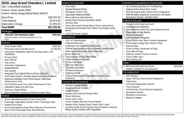 New 2026 Jeep Grand Cherokee L Limited w/ Trailer Tow Package AWD/4WD image 34