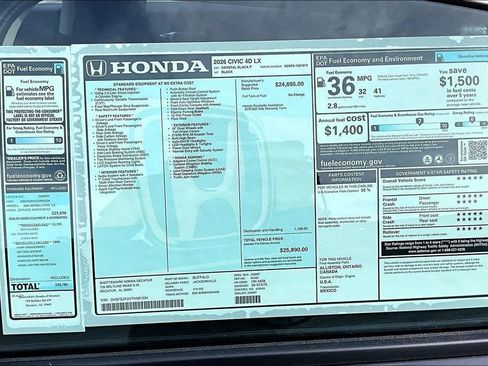 New 2026 Honda Civic LX image 13