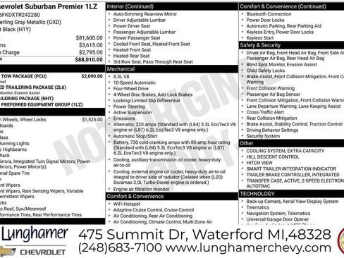 New 2026 Chevrolet Suburban Premier w/ Sun And Tow Package AWD/4WD image 15