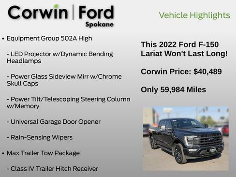 Used 2022 Ford F150 Lariat w/ Equipment Group 502A High AWD/4WD image 13