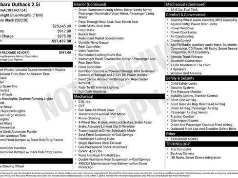 Used 2017 Subaru Outback 2.5i w/ Popular Package #2 image 6