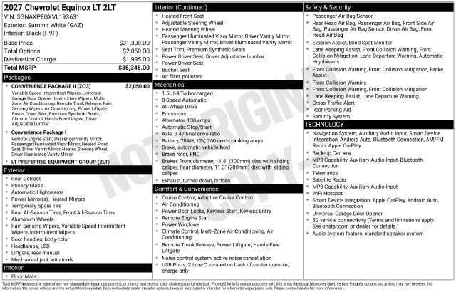 New 2027 Chevrolet Equinox LT AWD/4WD image 31
